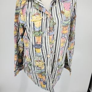 NICK & NORA Pajama Top TEACUPS Tea Time